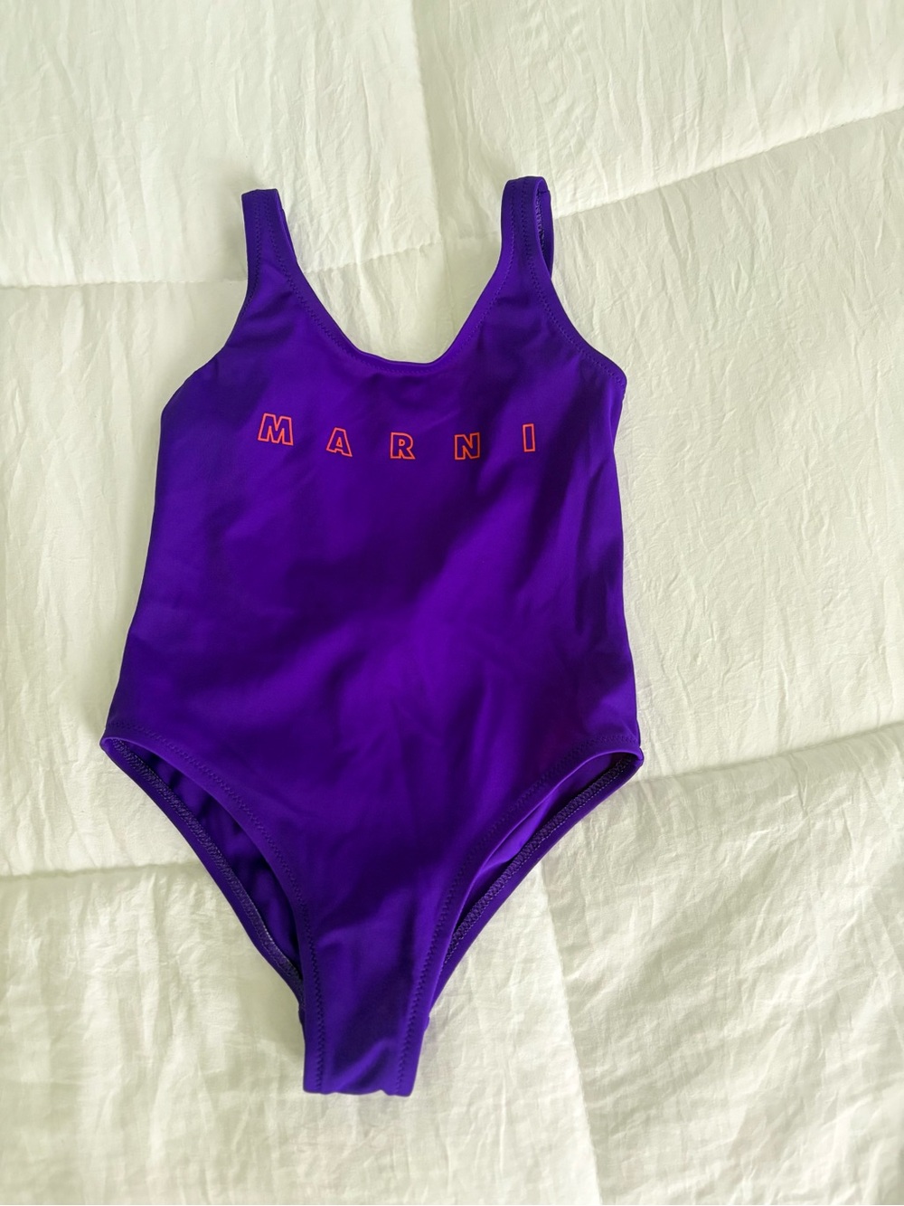 Marni Kids Purple One-Piece Swimsuit with Pink Logo. Toddler 4T. Worn once